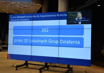 Slajd z prelekcji przedstawiający liczbę złożonych wniosków do Departamentu Rolnictwa i Rozwoju Obszarów Wiejskich Urzędu Marszałkowskiego Województwa Lubelskiego