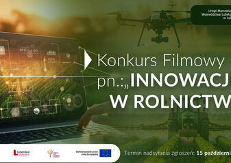 plakat informujący o konkursie filmowym Innowacje w rolnictwie"