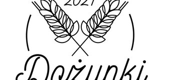 Logo Dożynek Wojewódzkich przedstawiające skrzyżowane dwa kłosy zbóż na górze między nimi 2021, poniżej napis Dożynki Wojewódzkie