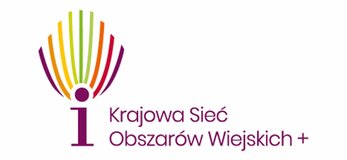 Logotyp Krajowej Sieci Obszarów Wiejskich Plus to grafika drzewka w w kolorach fioletowym czerwonym, żółtym i zielonym z napisem po prawej stronie Krajowa Sieć Obszarów Wiejskich +